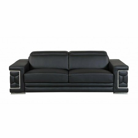 Homeroots 71 x 41 x 29 in. Modern Black Leather Sofa & Loveseat 343844